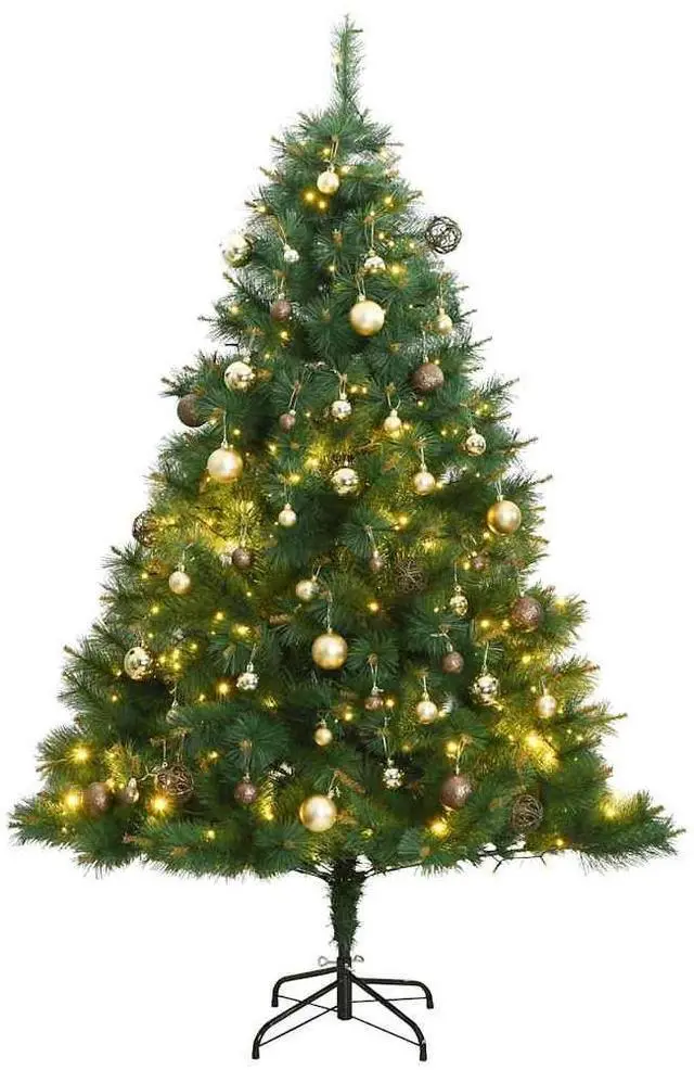 Main image of vidaXL Artificial Hinged Christmas Tree 150 LEDs and Ball Set Xmas Decoration