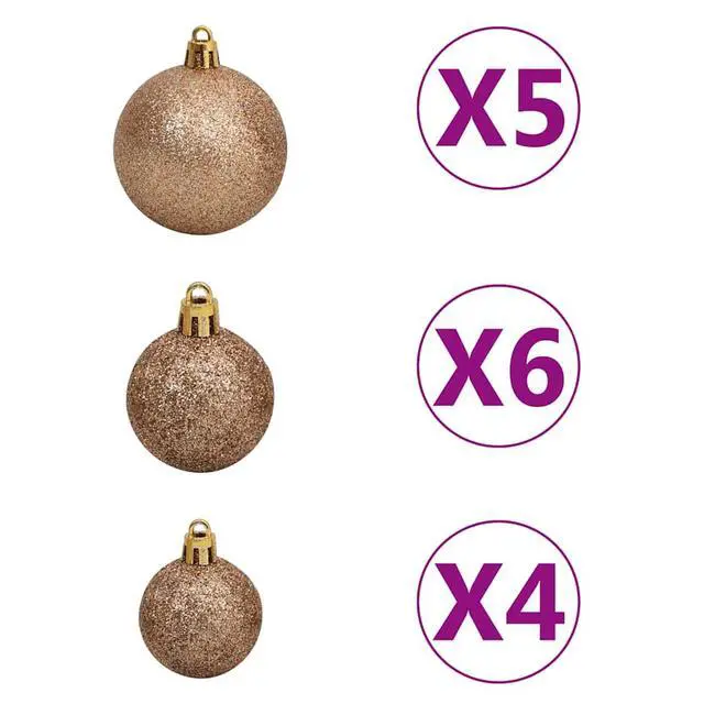 Alt view image 7 of 7 - vidaXL Artificial Hinged Christmas Tree 150 LEDs and Ball Set Xmas Decoration