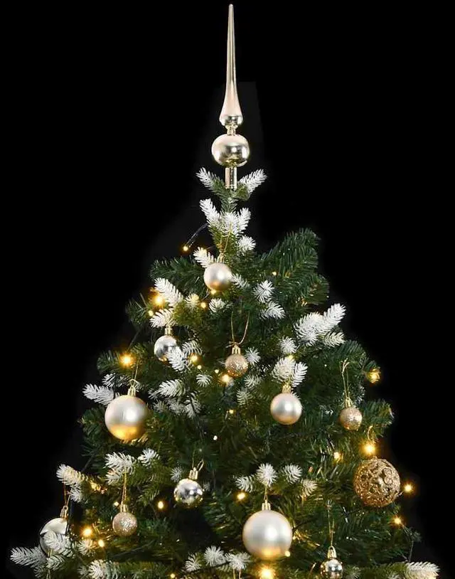 Alt view image 3 of 7 - vidaXL Artificial Hinged Christmas Tree 300 LEDs and Ball Set Xmas Decoration