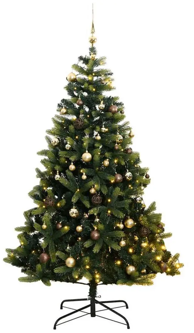 Main image of vidaXL Artificial Hinged Christmas Tree 300 LEDs and Ball Set Xmas Decoration