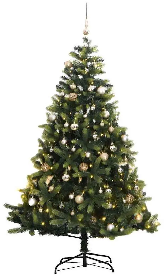 Main image of vidaXL Artificial Hinged Christmas Tree 300 LEDs and Ball Set Xmas Decoration