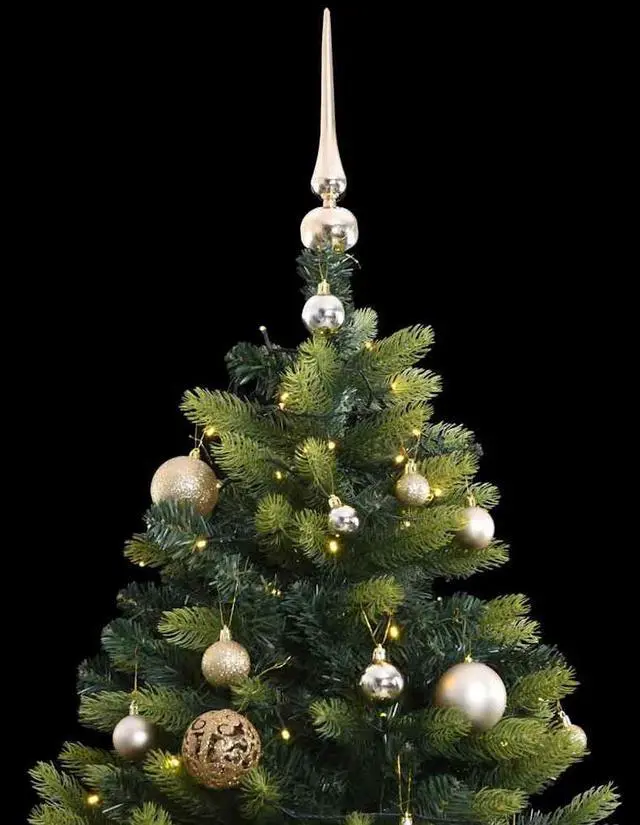 Alt view image 3 of 7 - vidaXL Artificial Hinged Christmas Tree 300 LEDs and Ball Set Xmas Decoration