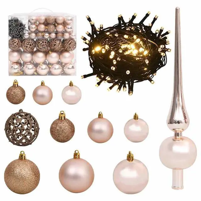 Alt view image 6 of 7 - vidaXL Artificial Hinged Christmas Tree 300 LEDs and Ball Set Xmas Decoration