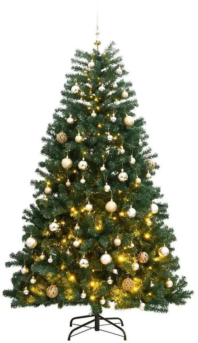 Main image of vidaXL Artificial Hinged Christmas Tree 150 LEDs and Ball Set Xmas Decoration