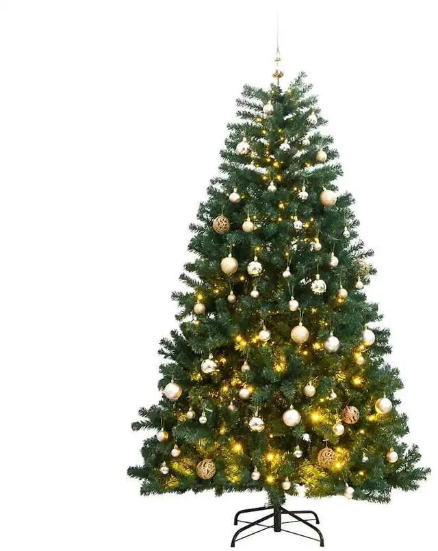 Main image of vidaXL Artificial Hinged Christmas Tree 150 LEDs and Ball Set Xmas Decoration