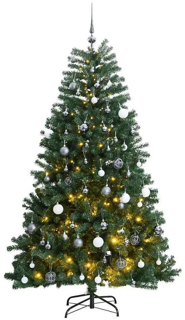 Main image of vidaXL Artificial Hinged Christmas Tree 150 LEDs and Ball Set Xmas Decoration