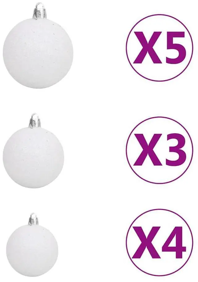 Alt view image 7 of 7 - vidaXL Artificial Hinged Christmas Tree 150 LEDs and Ball Set Xmas Decoration