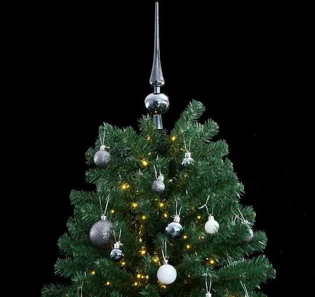 Alt view image 3 of 7 - vidaXL Artificial Hinged Christmas Tree 150 LEDs and Ball Set Xmas Decoration
