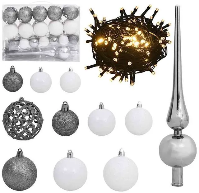 Alt view image 6 of 7 - vidaXL Artificial Hinged Christmas Tree 150 LEDs and Ball Set Xmas Decoration