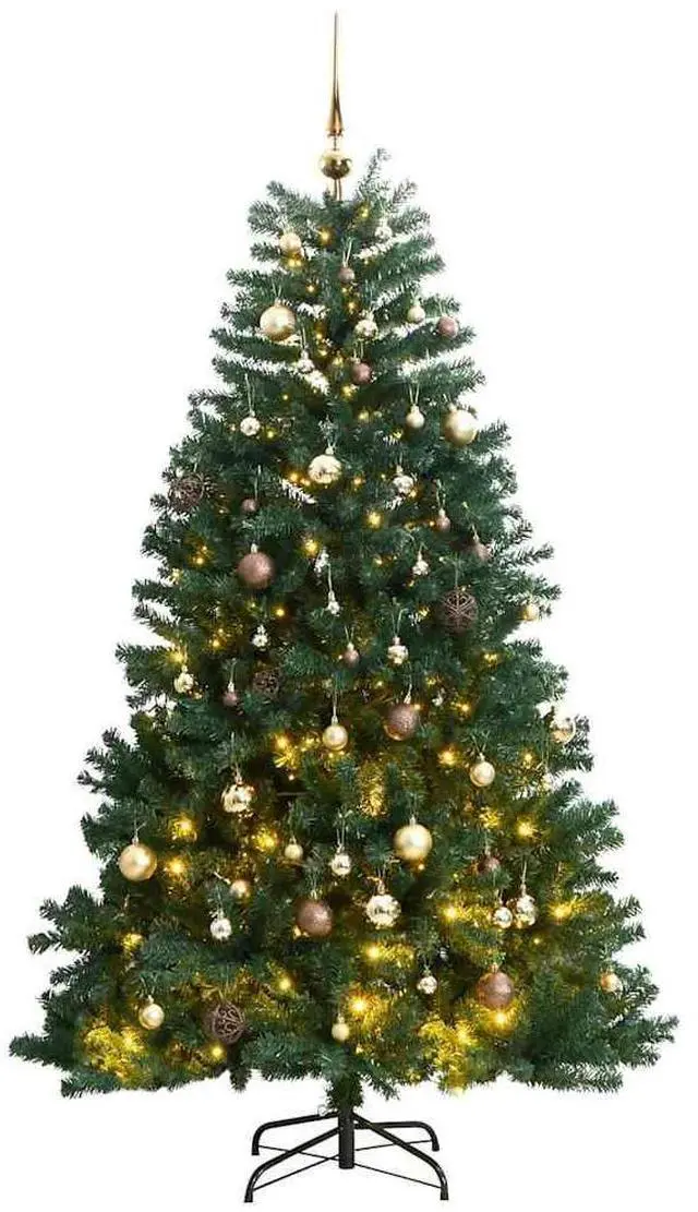 Alt view image 6 of 7 - vidaXL Artificial Hinged Christmas Tree 300 LEDs and Ball Set Xmas Decoration