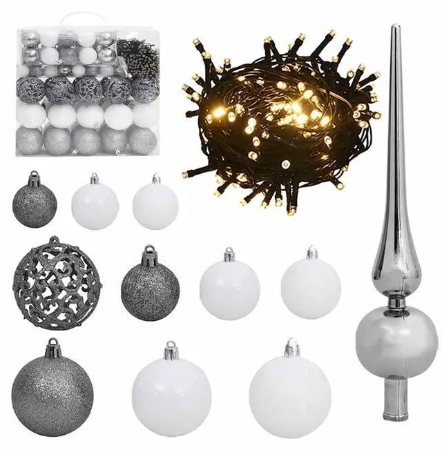 Alt view image 6 of 7 - vidaXL Artificial Hinged Christmas Tree 300 LEDs and Ball Set Xmas Decoration