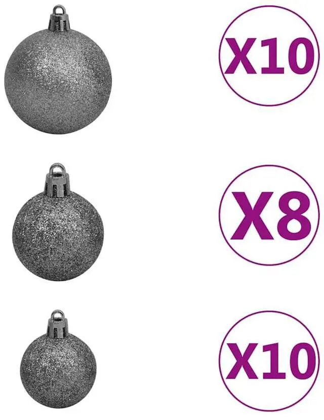 Alt view image 7 of 7 - vidaXL Artificial Hinged Christmas Tree 300 LEDs and Ball Set Xmas Decoration