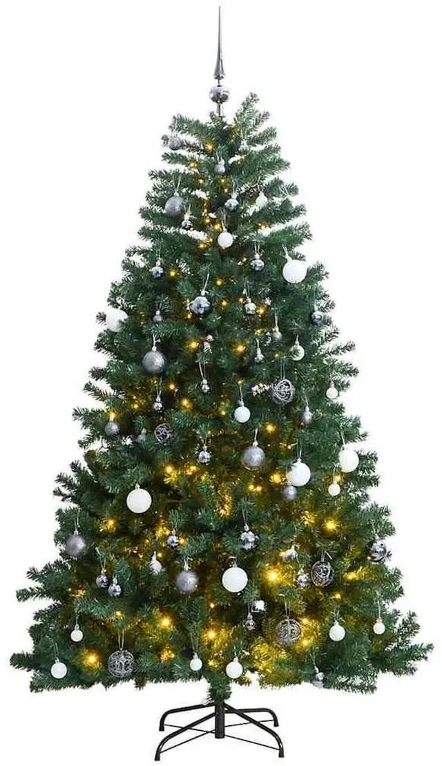Main image of vidaXL Artificial Hinged Christmas Tree 300 LEDs and Ball Set Xmas Decoration