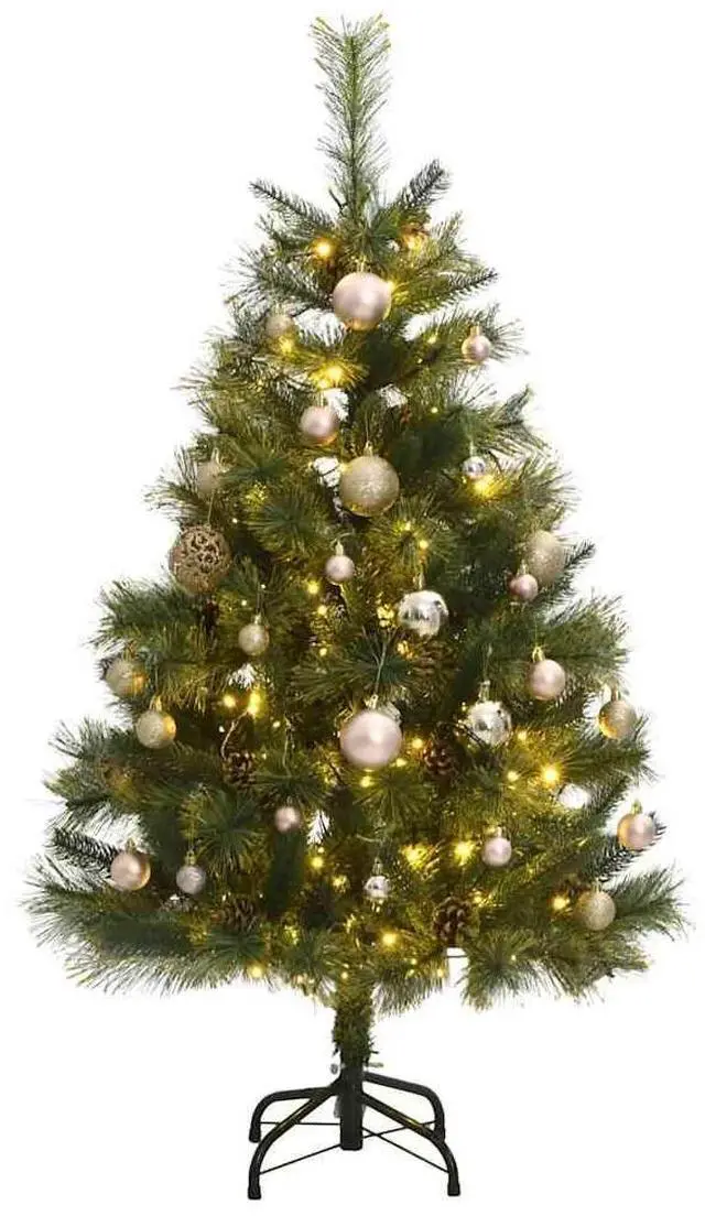 Alt view image 5 of 7 - vidaXL Artificial Hinged Christmas Tree 150 LEDs & Ball Set Holiday Decoration