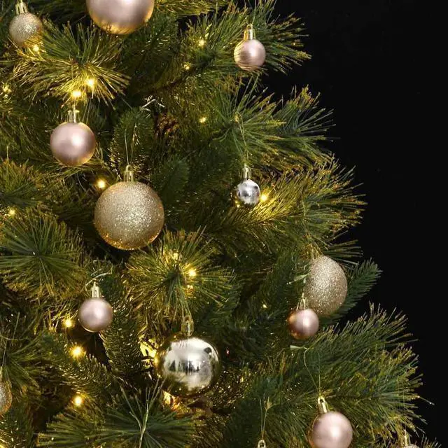 Alt view image 3 of 7 - vidaXL Artificial Hinged Christmas Tree 150 LEDs and Ball Set Xmas Decoration