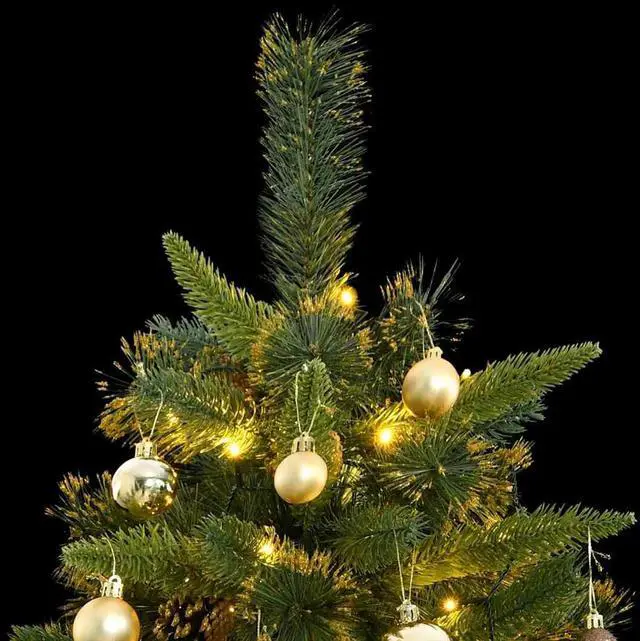 Alt view image 6 of 7 - vidaXL Artificial Hinged Christmas Tree 300 LEDs and Ball Set Xmas Decoration