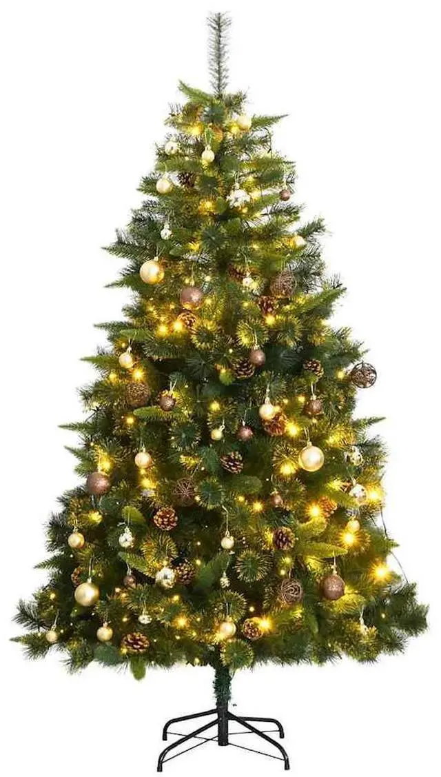 Alt view image 5 of 7 - vidaXL Artificial Hinged Christmas Tree 300 LEDs and Ball Set Xmas Decoration