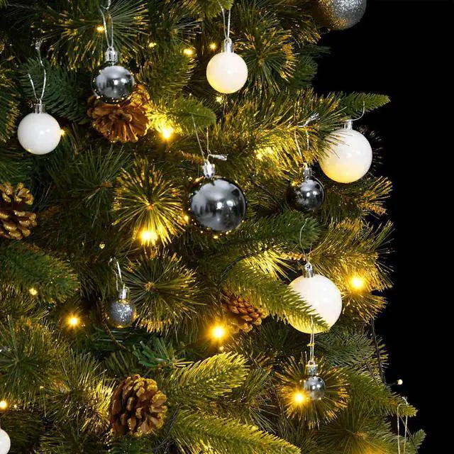 Alt view image 3 of 7 - vidaXL Artificial Hinged Christmas Tree 300 LEDs and Ball Set Xmas Decoration