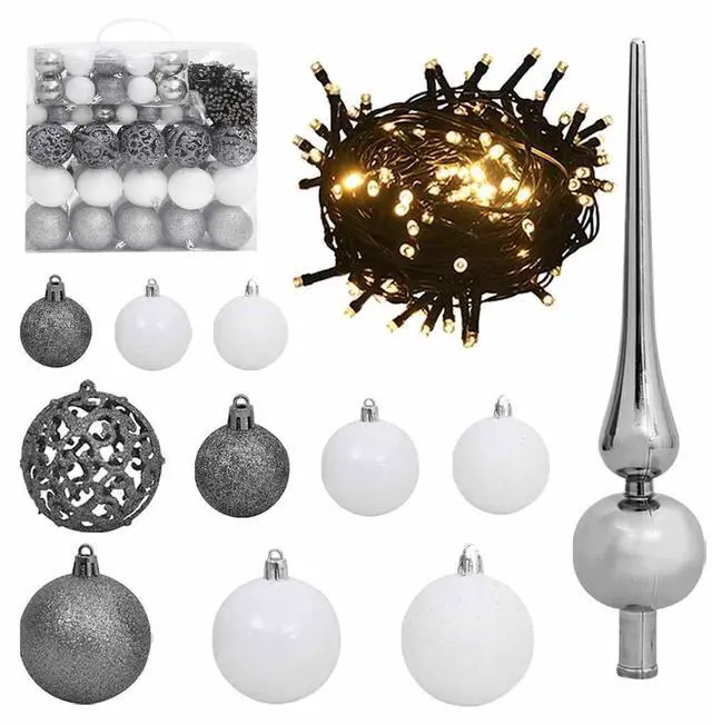 Alt view image 7 of 7 - vidaXL Artificial Hinged Christmas Tree 300 LEDs and Ball Set Xmas Decoration
