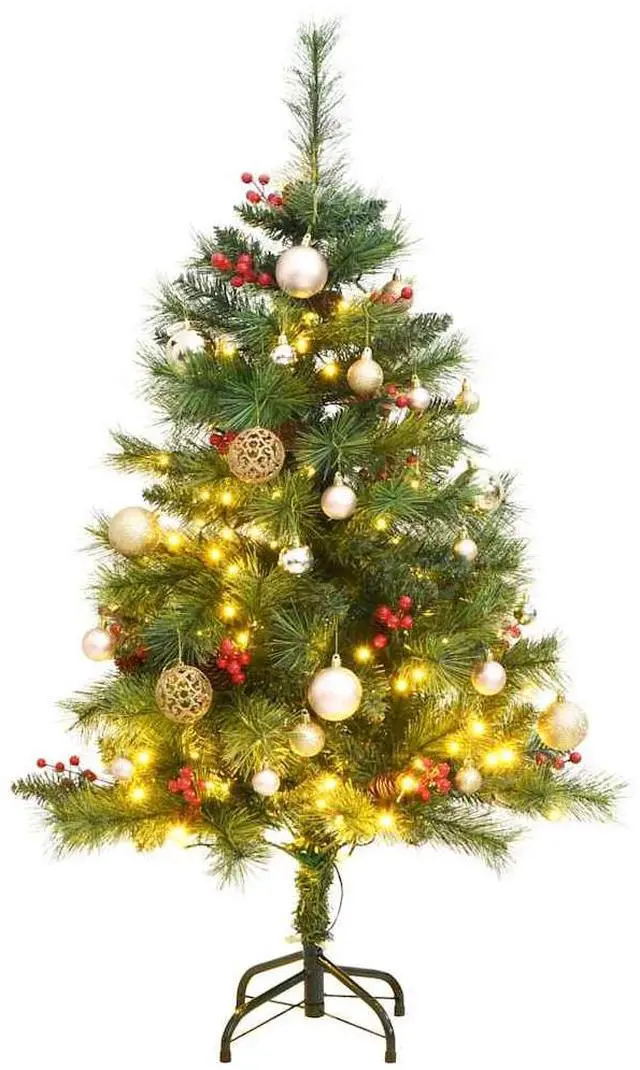 Alt view image 5 of 7 - vidaXL Artificial Hinged Christmas Tree 150 LEDs & Ball Set Holiday Decoration