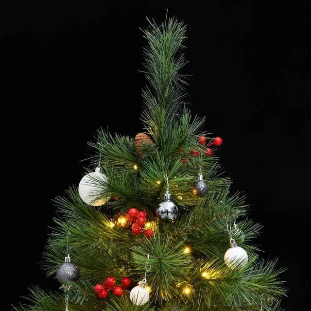 Alt view image 2 of 7 - vidaXL Artificial Hinged Christmas Tree 150 LEDs and Ball Set Xmas Decoration