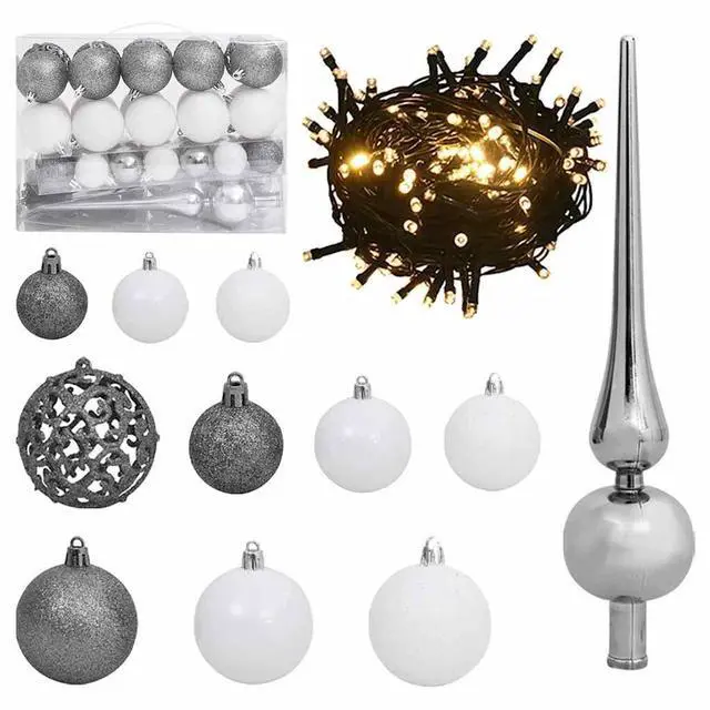 Alt view image 7 of 7 - vidaXL Artificial Hinged Christmas Tree 150 LEDs and Ball Set Xmas Decoration
