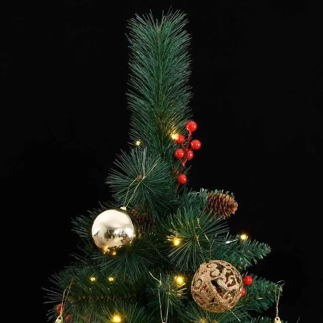Alt view image 2 of 7 - vidaXL Artificial Hinged Christmas Tree 300 LEDs and Ball Set Xmas Decoration