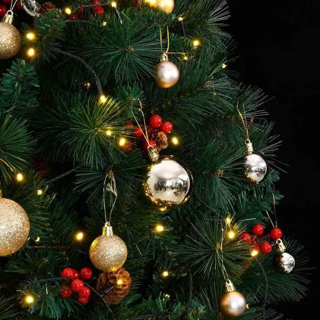 Alt view image 3 of 7 - vidaXL Artificial Hinged Christmas Tree 300 LEDs and Ball Set Xmas Decoration
