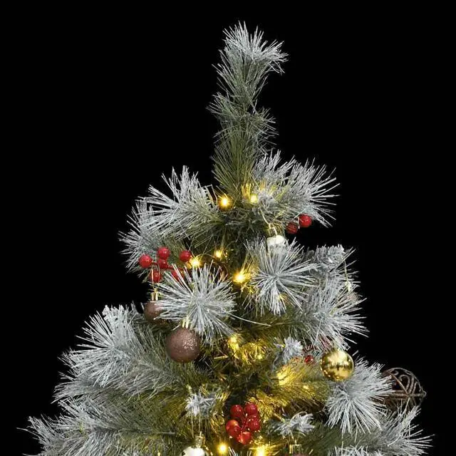 Alt view image 2 of 7 - vidaXL Artificial Hinged Christmas Tree 150 LEDs and Ball Set Xmas Decoration