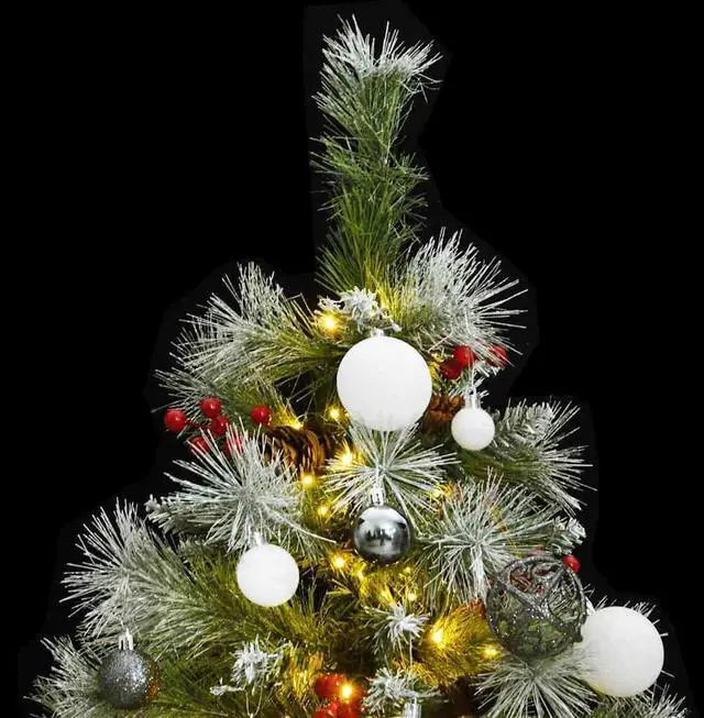 Alt view image 2 of 7 - vidaXL Artificial Hinged Christmas Tree 150 LEDs and Ball Set Xmas Decoration