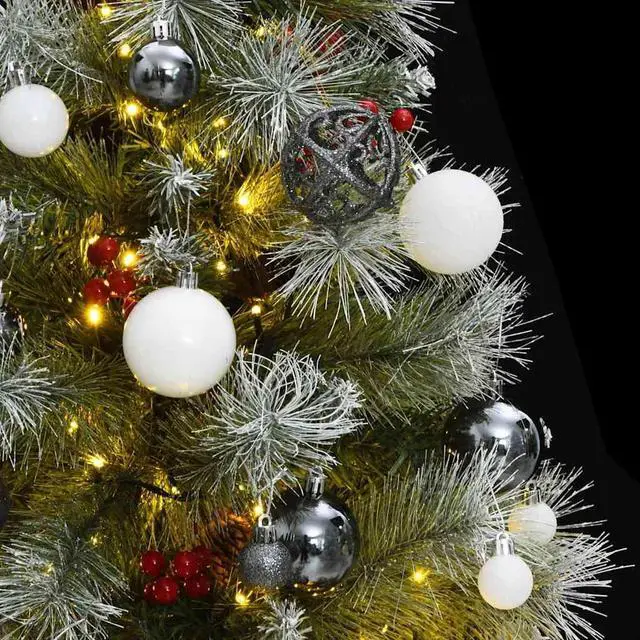 Alt view image 3 of 7 - vidaXL Artificial Hinged Christmas Tree 150 LEDs and Ball Set Xmas Decoration