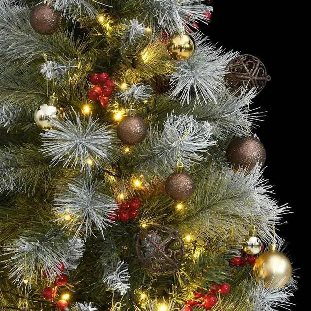 Alt view image 3 of 7 - vidaXL Artificial Hinged Christmas Tree 150 LEDs and Ball Set Xmas Decoration