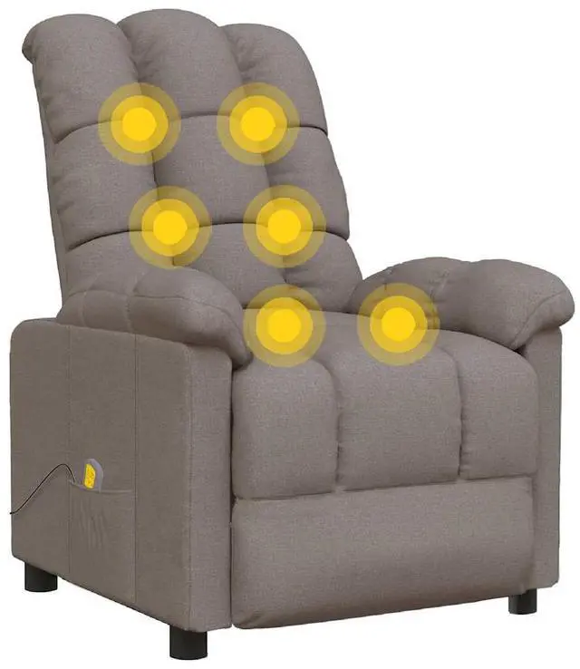 Alt view image 6 of 13 - vidaXL Massage Chair Electric Massaging Recliner Chair for Elderly Taupe Fabric