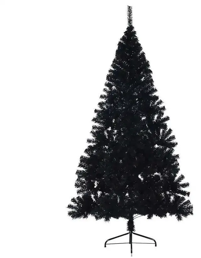 Alt view image 6 of 7 - vidaXL Artificial Pre-lit Christmas Tree with 300 LEDs Black 70.9" PVC