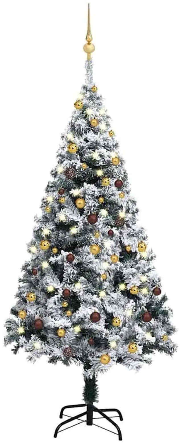 Alt view image 6 of 7 - vidaXL Artificial Pre-lit Christmas Tree with Ball Set Xmas Tree Green PVC