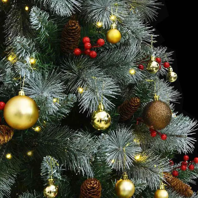 Alt view image 3 of 7 - vidaXL Artificial Hinged Christmas Tree 300 LEDs and Ball Set Xmas Decoration