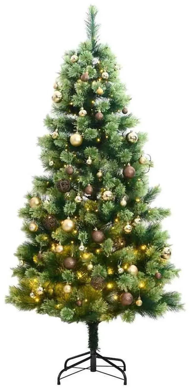 Alt view image 5 of 7 - vidaXL Artificial Hinged Christmas Tree 150 LEDs and Ball Set Xmas Decoration