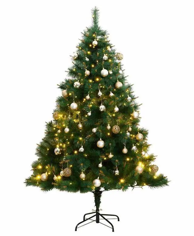Alt view image 5 of 7 - vidaXL Artificial Hinged Christmas Tree 150 LEDs and Ball Set Xmas Decoration
