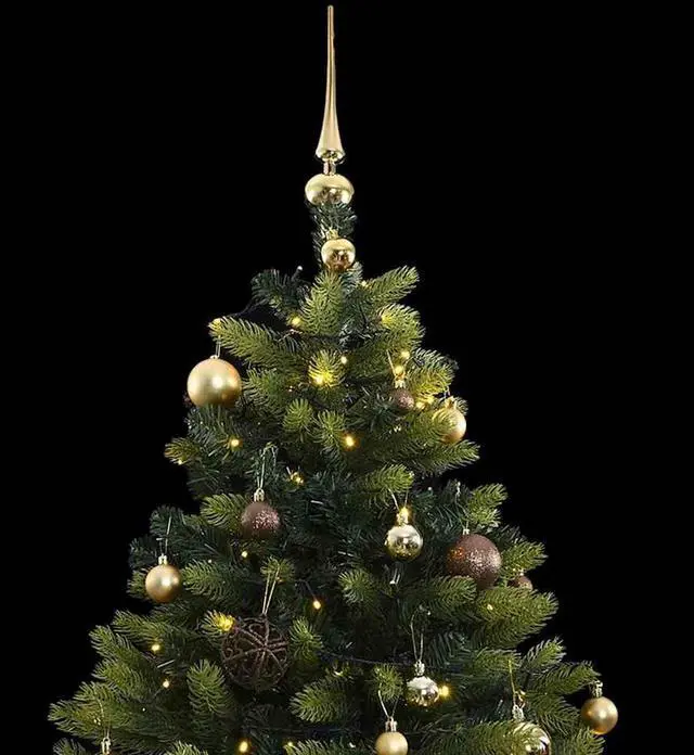 Alt view image 6 of 7 - vidaXL Artificial Hinged Christmas Tree 150 LEDs and Ball Set Xmas Decoration