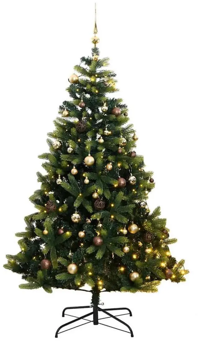 Alt view image 5 of 7 - vidaXL Artificial Hinged Christmas Tree 150 LEDs and Ball Set Xmas Decoration