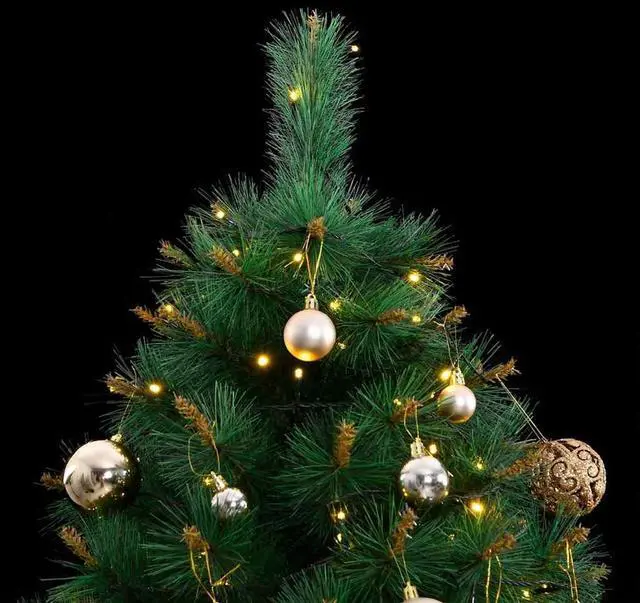 Alt view image 6 of 7 - vidaXL Artificial Hinged Christmas Tree 150 LEDs and Ball Set Xmas Decoration