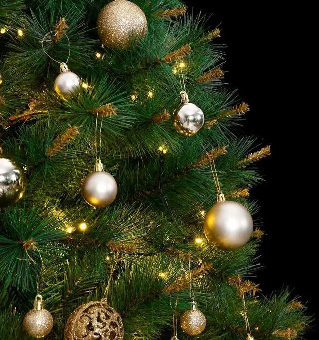 Alt view image 7 of 7 - vidaXL Artificial Hinged Christmas Tree 150 LEDs and Ball Set Xmas Decoration