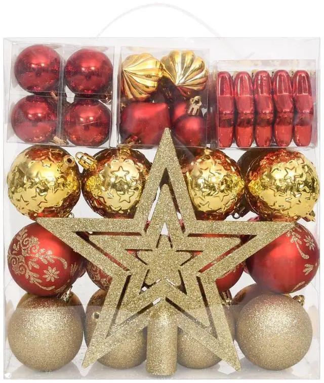 Alt view image 16 of 16 - vidaXL Christmas Bauble Set 70 Piece Christmas Ball for Xmas Tree Gold and Red