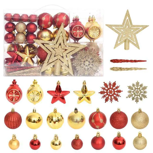 Alt view image 14 of 15 - vidaXL Christmas Bauble Set Christmas Ball Ornament 108 Piece Gold and Red