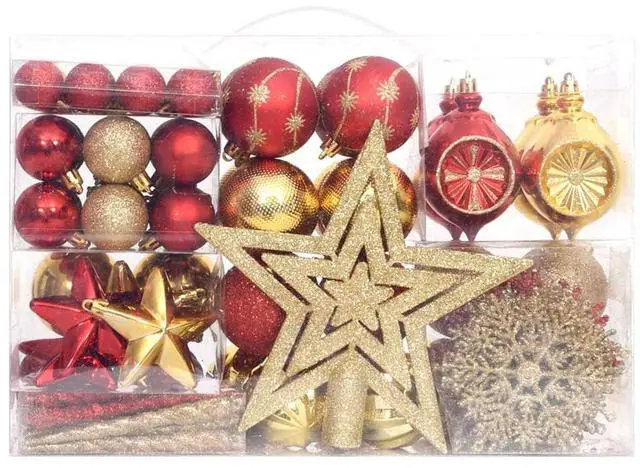 Alt view image 15 of 15 - vidaXL Christmas Bauble Set Christmas Ball Ornament 108 Piece Gold and Red