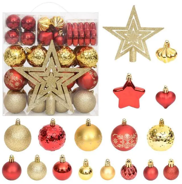 Alt view image 15 of 16 - vidaXL Christmas Bauble Set 70 Piece Christmas Ball for Xmas Tree Gold and Red