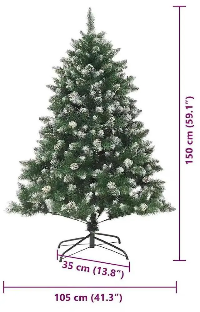 Alt view image 4 of 7 - vidaXL Artificial Christmas Tree with Stand Green 105 x 105 x 150 cm