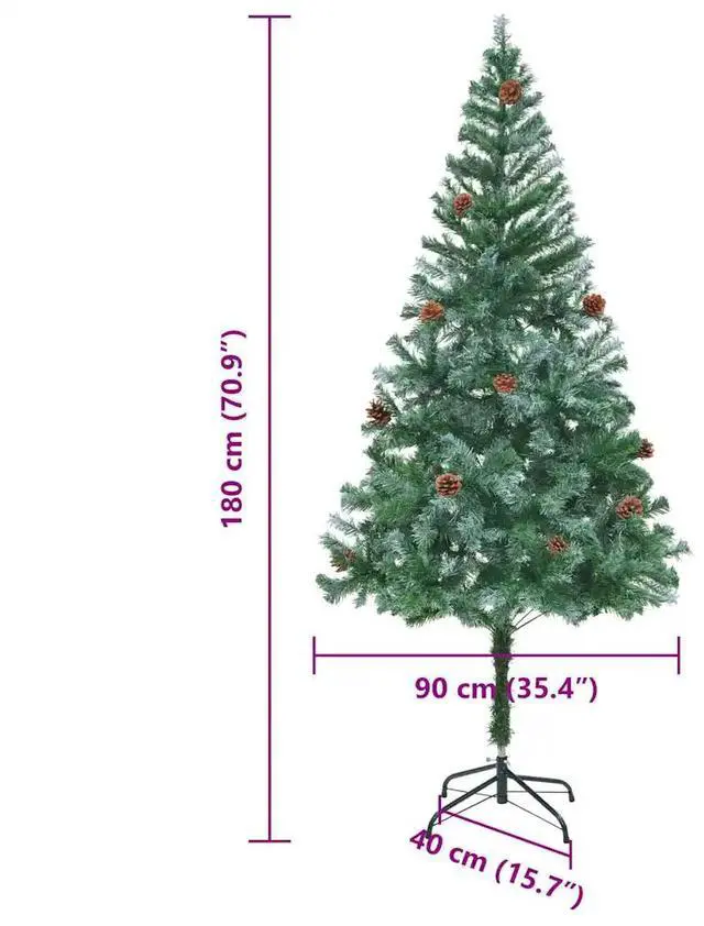 Alt view image 4 of 7 - vidaXL Artificial Christmas Tree with Stand Green 70.9" PVC and Steel