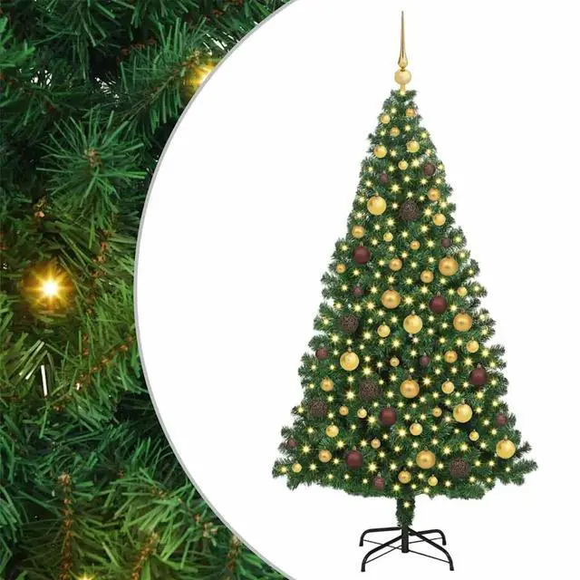 Alt view image 2 of 7 - vidaXL Artificial Christmas Tree Green 70.9" PVC and Steel and Plastic