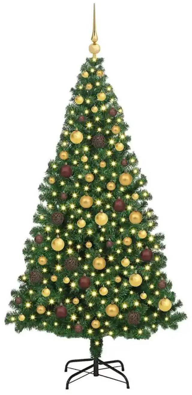 Alt view image 3 of 7 - vidaXL Artificial Christmas Tree Green 70.9" PVC and Steel and Plastic